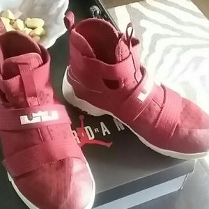 LeBron nike in burgundy basketball  shoe